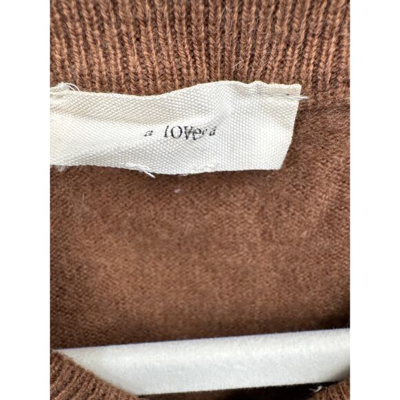 A Loves A Brown Cropped Merino Wool & Cashmere Blend V-neck Sweater Size XS - Picture 2 of 5